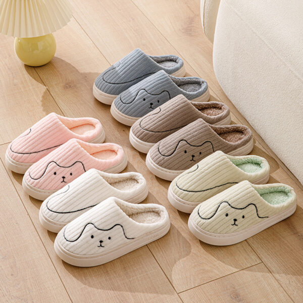 Striped Cat Slippers Indoor Couple Non-slip Floor Bedroom Slipper Winter Warm Plush House Shoes Women Men - Image 7