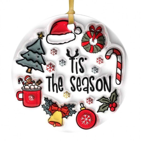 Wooden Hanging Creative Round Christmas Tree Pendant - Image 9