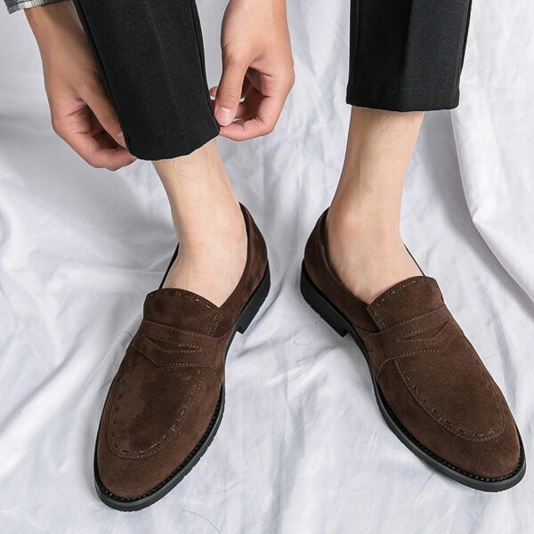 Pointed Casual Shoes British Suede Men - Image 7