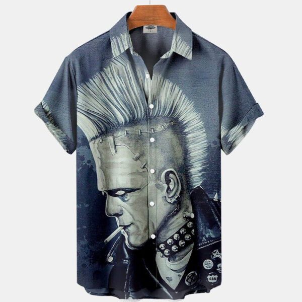 Men's Short-sleeved Shirt Four-sided Stretch 3D Digital