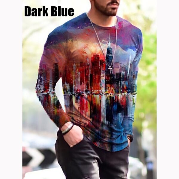 Printed Simple Men's Long Sleeve T-shirt - Image 2