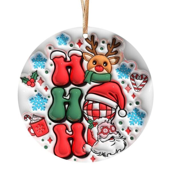 Wooden Hanging Creative Round Christmas Tree Pendant - Image 5