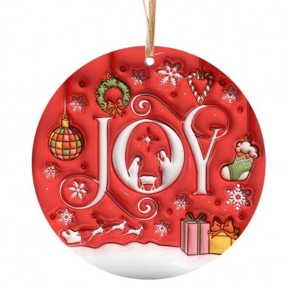 Wooden Hanging Creative Round Christmas Tree Pendant - Image 7