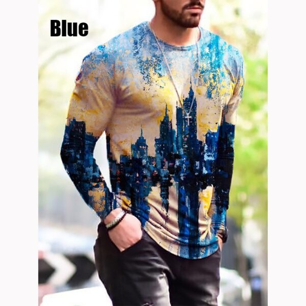 Printed Simple Men's Long Sleeve T-shirt - Image 4